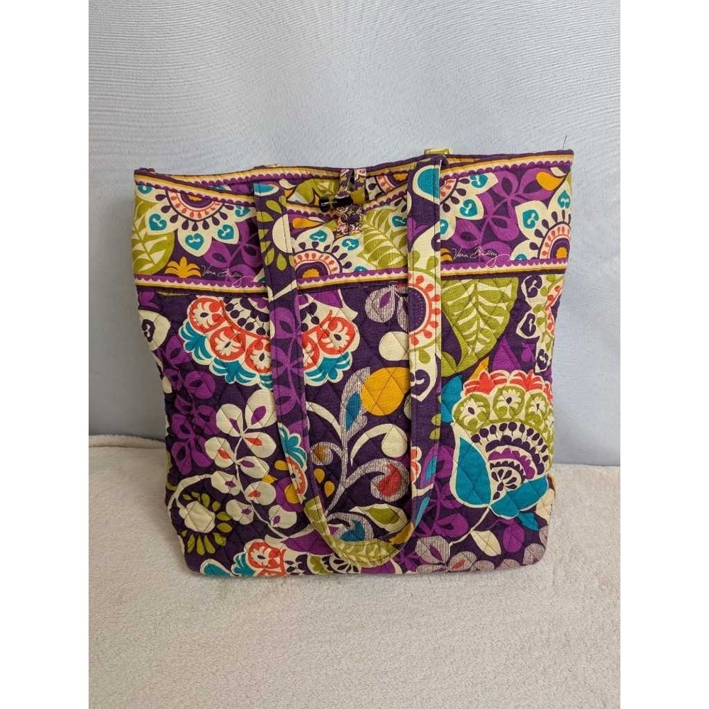 Vera Bradley Quilted Tote Bag Purple Floral Pattern Shoulder Bag Women's‎